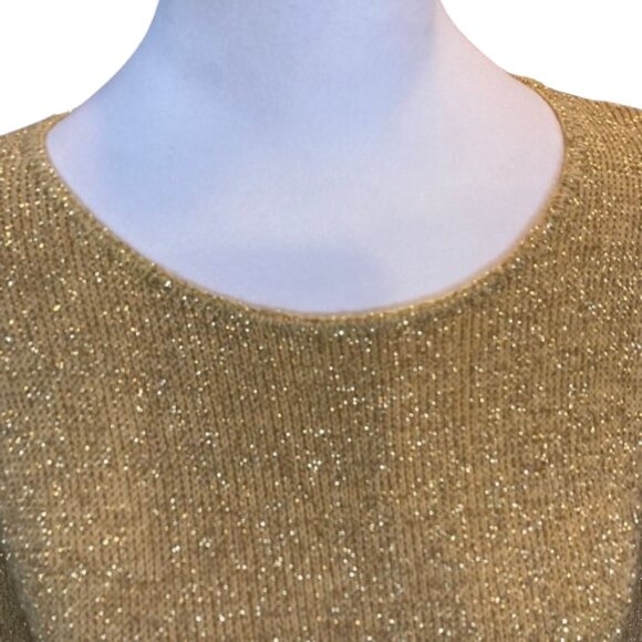 Dana Scott Vintage Gold Sparkle Top Pull-Over Round Neck Relaxed Fit LS, size XL - Picture 6 of 12
